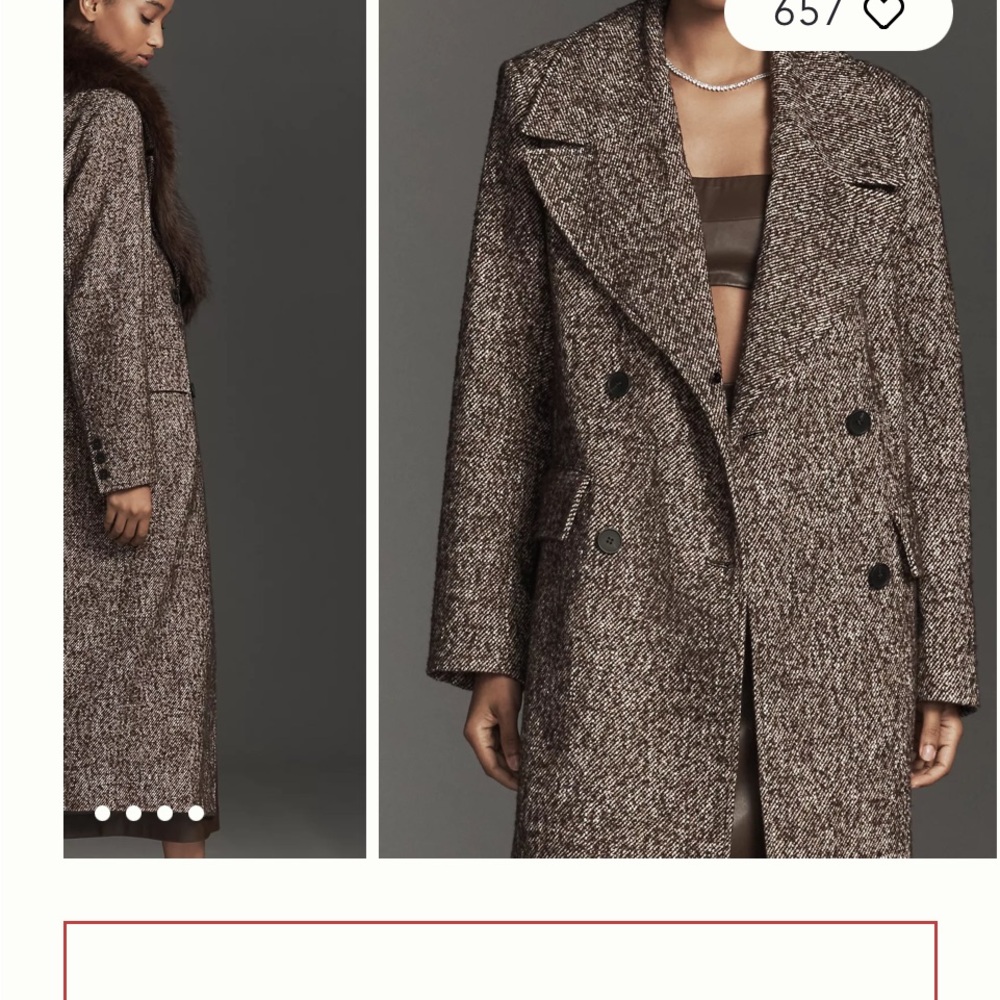 Anthropologie Brown Trench Coat with Faux Fur - Picture 3 of 4